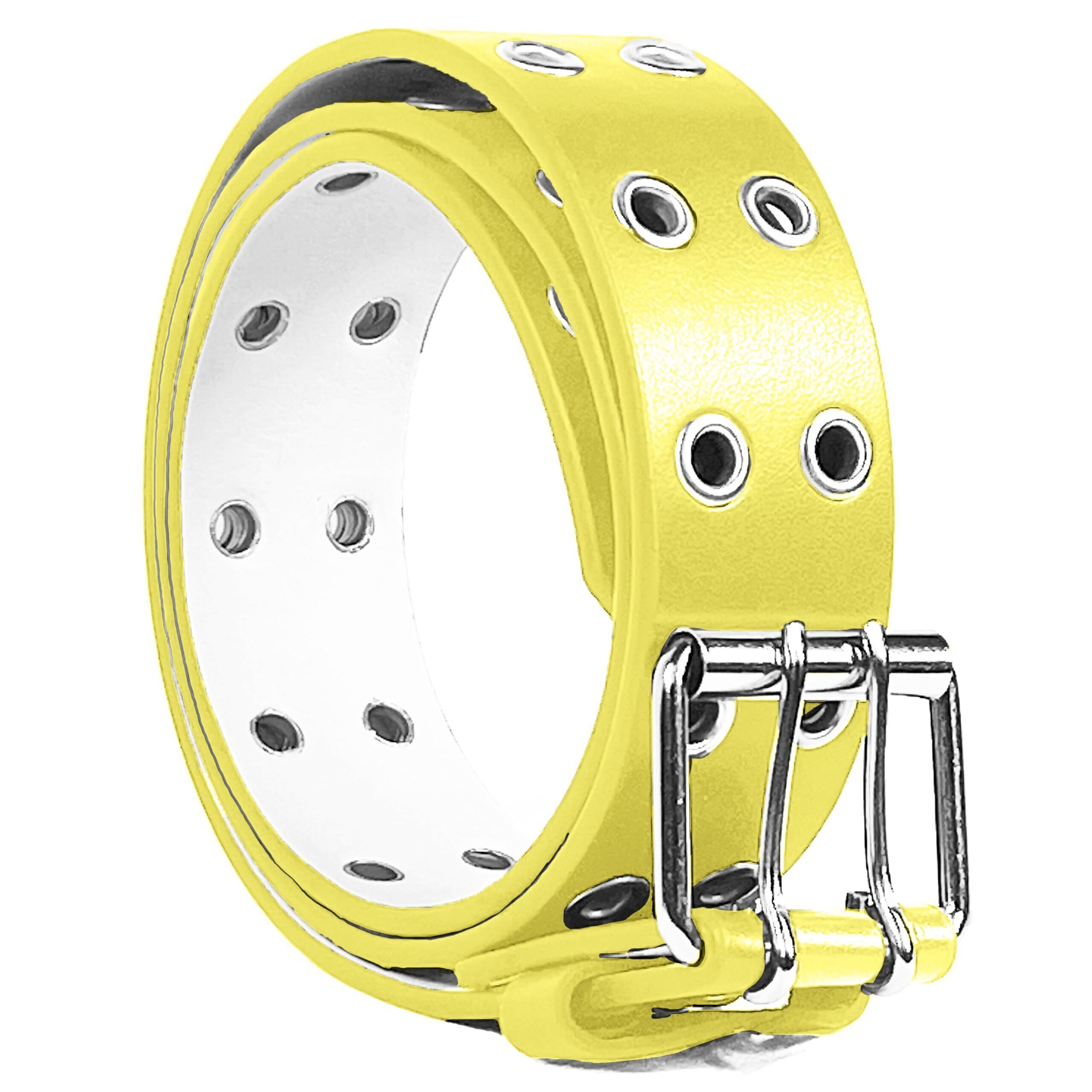 5843 Women Yellow Belt Double Grommet, Grunge, Emo, Goth Punk Style,